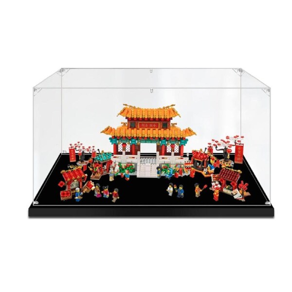 Acrylic Display Case for LEGO 80105 Chinese Luna New Year Temple Fair Figure Storage Box Dust Proof Glue Free