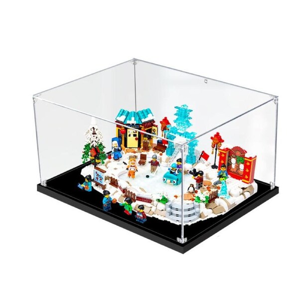 Acrylic Display Case for LEGO 80109 Chinese Luna New Year Ice Festival Figure Storage Box Dust Proof Glue Free