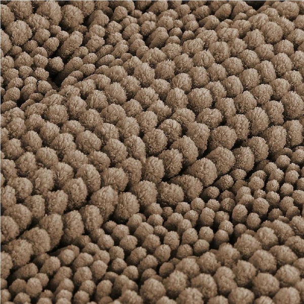 Chenille Bath Mat Runner Non Slip Bath Mat for Bathroom Thick Soft Stripe Design 50cm X 81cm / Taupe