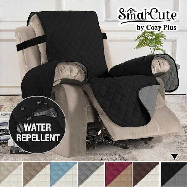 Recliner Chair Covers for Armchairs Recliner Non-Slip Furniture Recliner Covers Black/Grey