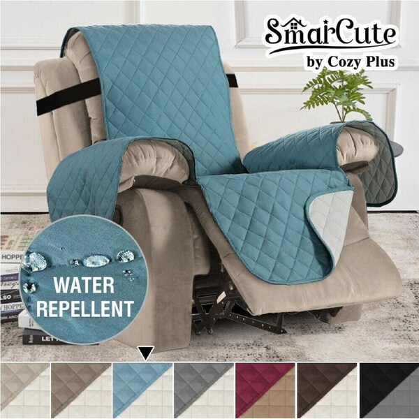 Recliner Chair Covers for Armchairs Recliner Non-Slip Furniture Recliner Covers Stone Blue/Beige