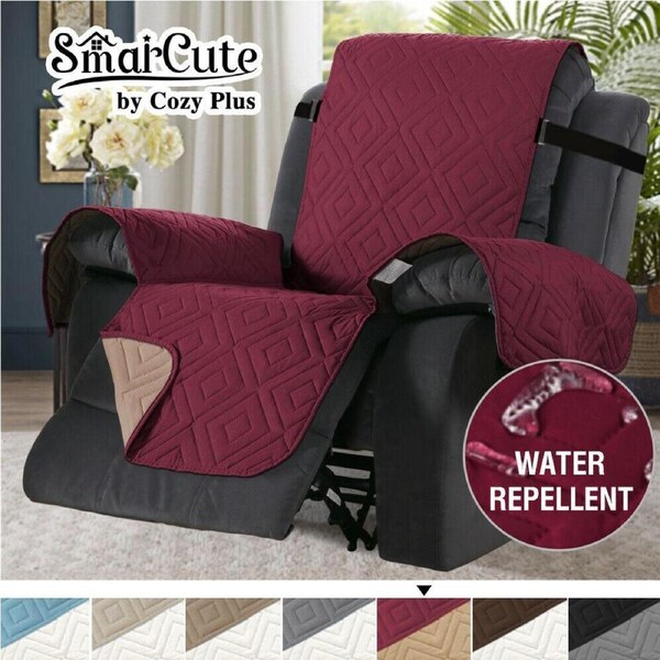 Recliner Cover Chair Reclining Chair Cover Protect from Pets/Kids Non Slip Cover Burgundy/Tan