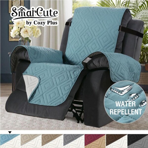 Recliner Cover Chair Reclining Chair Cover Protect from Pets/Kids Non Slip Cover Stone Blue/Beige