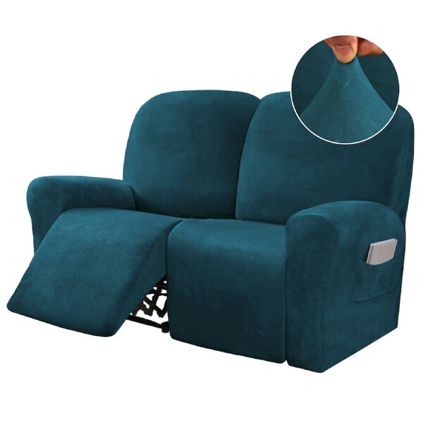 Recliner Sofa Covers 2 Seater Velvet Stretch Couch Covers Furniture Slipcovers Deep Teal