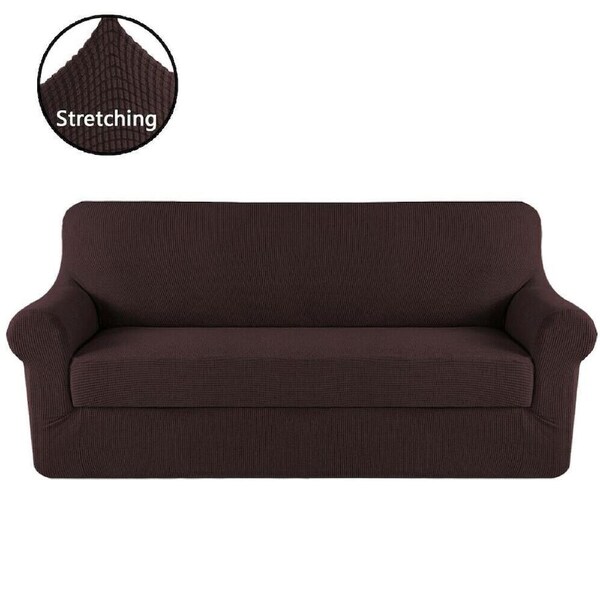 Sofa Cover 1 2 3 4 Seater Easy Fit Lounge Couch Super Quality Slipcover Brown / Two Seater