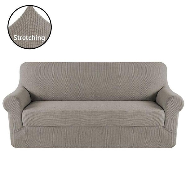 Sofa Cover 1 2 3 4 Seater Easy Fit Lounge Couch Super Quality Slipcover Taupe / Two Seater