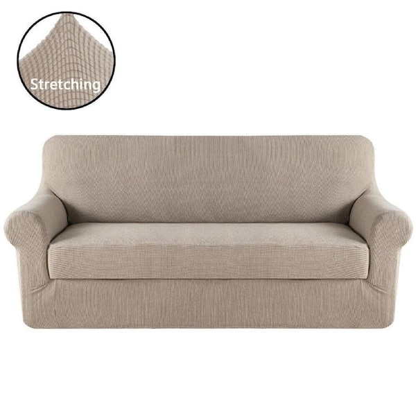 Sofa Cover 1 2 3 4 Seater Easy Fit Lounge Couch Super Quality Slipcover Sand / Two Seater
