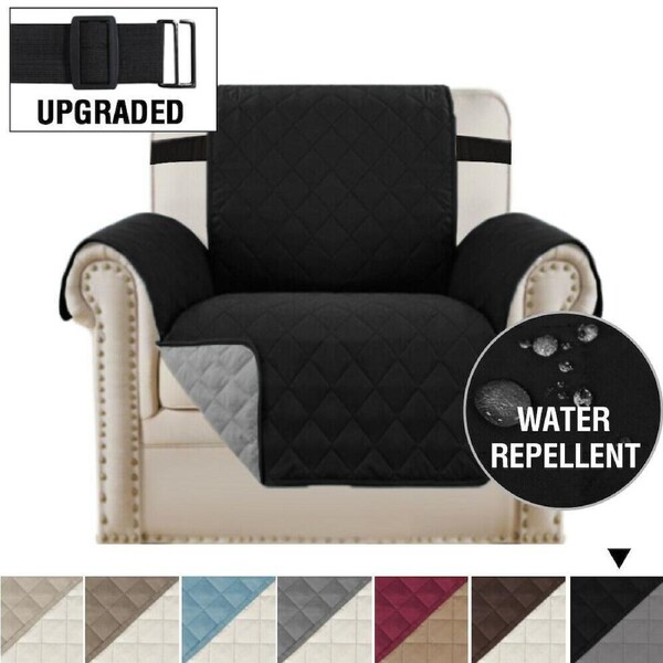 Sofa Cover Reversible 1/2/3/4 Seater Sofa Slipcover Reversible Couch Cover Black 1 Seater