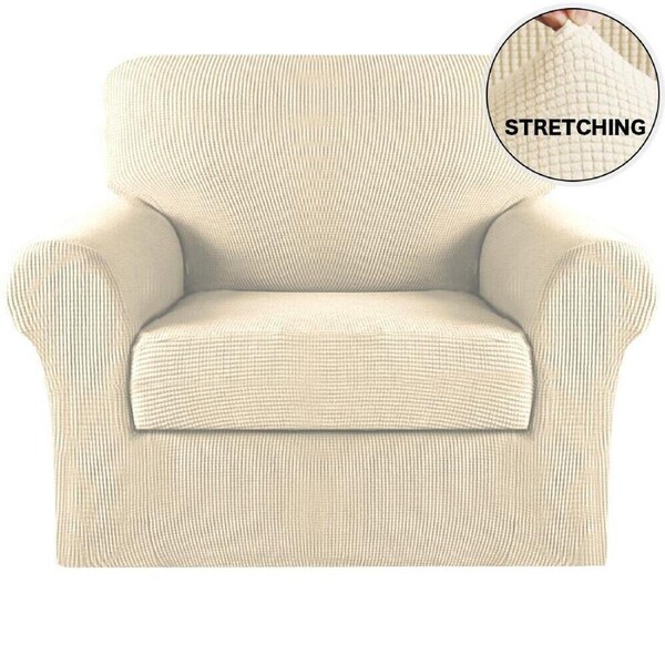 Sofa Covers Couch Cover 2-Piece Sofa Slip Covers with Seat Cushion Cover Natural Armchair