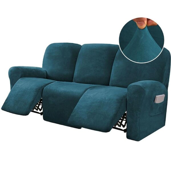 Stretch Recliner Sofa Covers Couch Cover Velvet Slipcovers for Reclining Couchs 3 Seater / Deep Teal