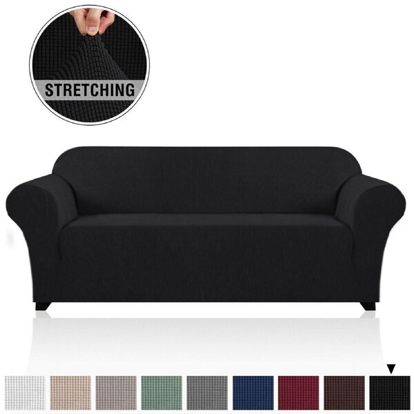 Stretch Sofa Covers Couch Covers Sofa Slip Cover Furniture Slipcovers Non Slip Black / One Seater