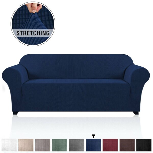 Stretch Sofa Covers Couch Covers Sofa Slip Cover Furniture Slipcovers Non Slip Navy / Three Seater