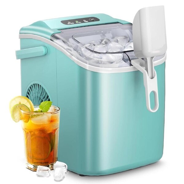 Advwin 12KG Self-Cleaning Ice Makers, Portable Ice Maker Machine with Handle, Green