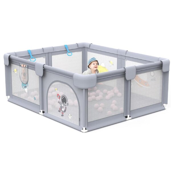 Advwin Large Baby Playpen 155cm*185*68cm Kids Activity Central Child Play Fence Yard with Anti-Slip Base