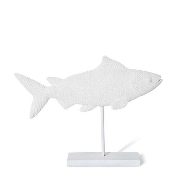 E Style 37cm Resin Salmon Fish Stand Sculpture Decor Figurine Ornament White