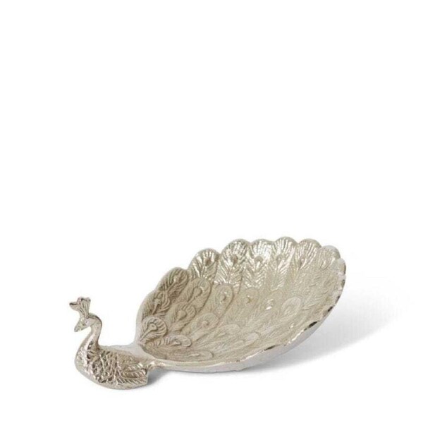 E Style Peacock 20cm Aluminium Trinket Dish Storage Tabletop Decor Nickel