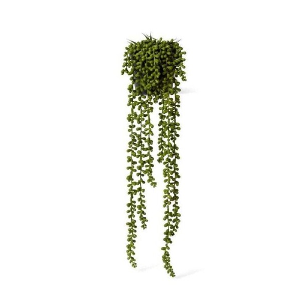 E Style 56cm Artificial String of Pearls Hanging Potted Faux Plant Green