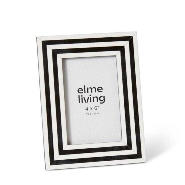 E Style Libby Resin/Glass/MDF 4x6" Photo Frame Picture Decor Black/White