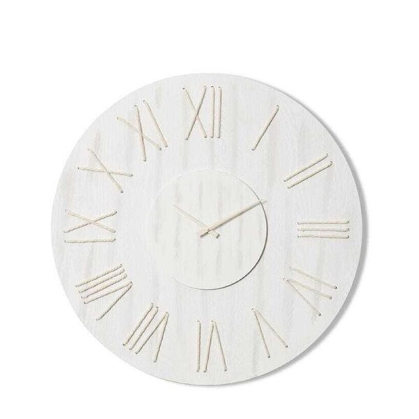 E Style Camden Metal/MDF 68cm Wall Clock Hanging Round Analogue White Wash