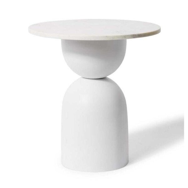 E Style Jax 51cm Marble/Iron Side Table Home Round Furniture Decor White