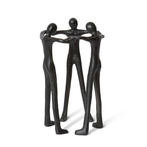 E Style 37cm Aluminium Friendship Sculpture Decor Ornament Figurine Black