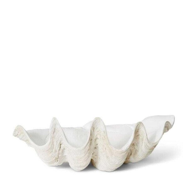 E Style Large 52cm Polyresin Clam Shell Sculpture Bowl/Trinket Decor Off WHT