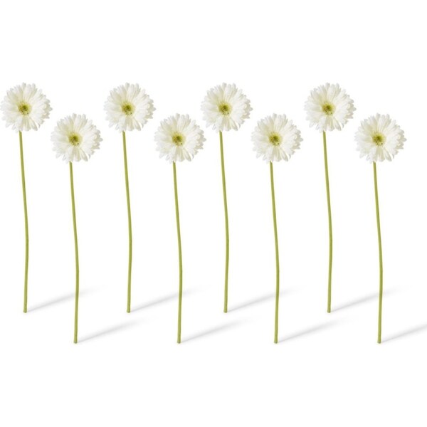 8x E Style 53cm Gerbera Daisy Stem Plastic Artificial Flower Decor Off White