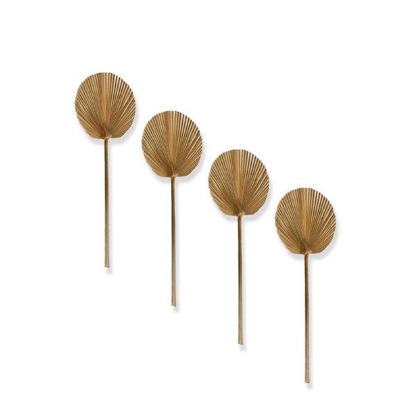 4x E Style Decorative 45cm Fan Palm Mini Dried Stem Leaf Home Decor Natural