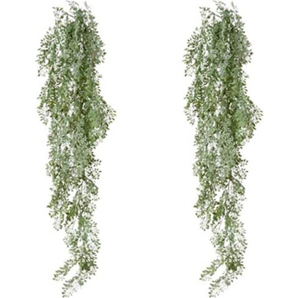 2x E Style 80cm Artificial Angel Exotic Hanging Bush Faux Plant Grey Green