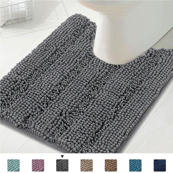 Toilet Mat U Shaped Bathroom Rug Bath Mat for Bathroom Non Slip Extra Soft Rug 50cm X 50cm U Shape / Eggshell Blue