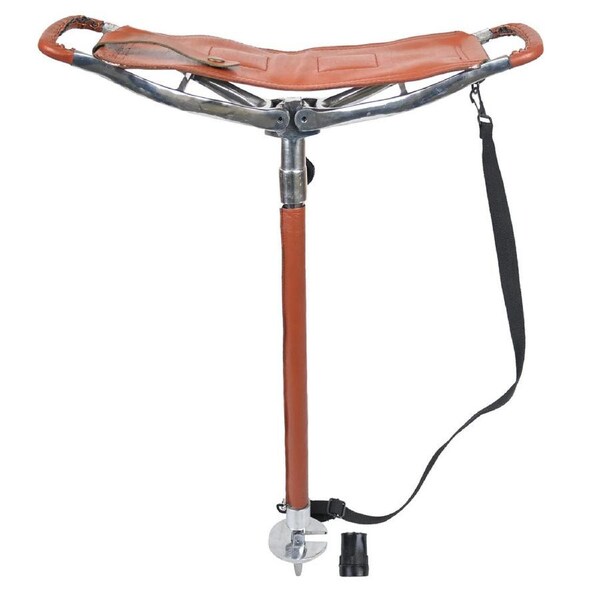 Outdoor Shooting Stick Adjustable Venator Leather Walking Stick Seat Tan