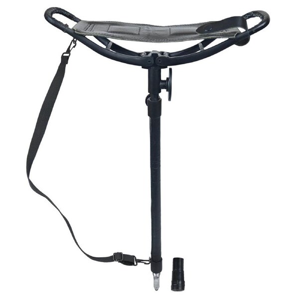 Outdoor Walking Stick with Seat Spectator Adjustable Leather Shooting Stick Black