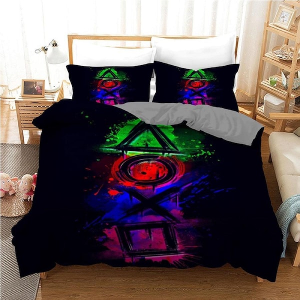 PS Gamer Quilt Doona Duvet Cover Pillow Case Set Queen, 2 Pillow Cases