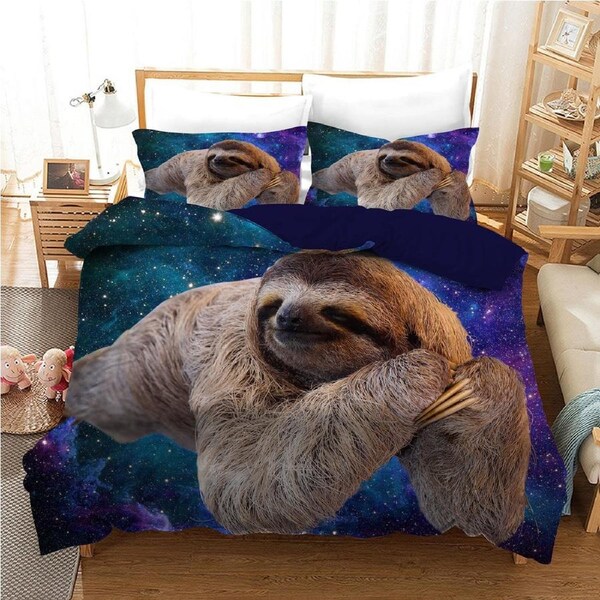 Galaxy Sloth Quilt Doona Duvet Cover Pillow Case Set Single, 1 Pillow Case