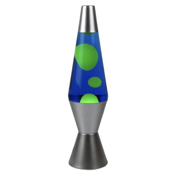 Indoor Silver Base Home Room Night Light Lava Lamp Colours Blue Yellow