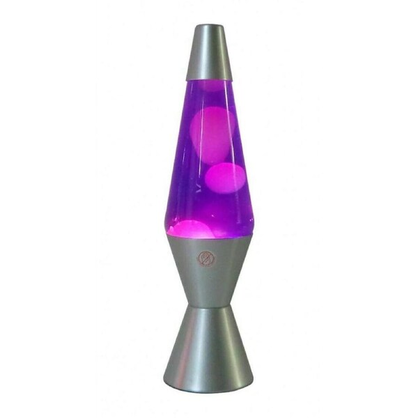 Indoor Silver Base Home Room Night Light Lava Lamp Colours Purple White