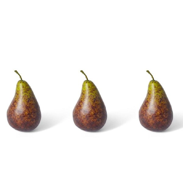 3x E Style 13cm Plastic Pear Bartlet Fruit Ornament Tabletop Decor Brown