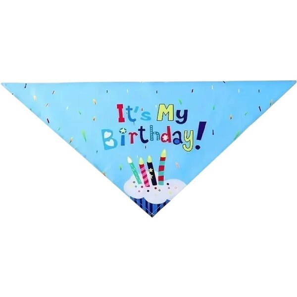 Birthday Dog Bandana Happy Party Decorations Blue Pet Cat Outfit Hat Supplies