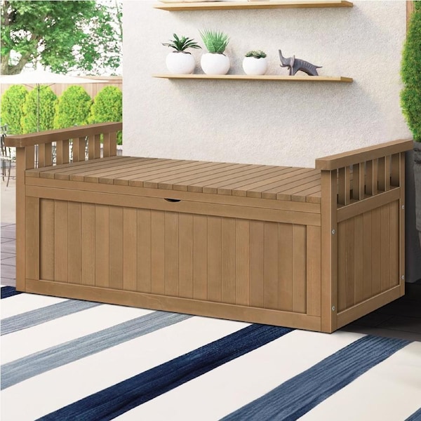 ALFORDSON 200L Outdoor Storage Box Wooden Garden Bench Chest Tool Sheds Natural XL