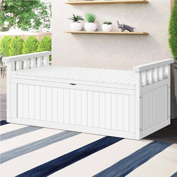 ALFORDSON Outdoor Storage Box Wooden Garden Bench Chest Tool Sheds White XL