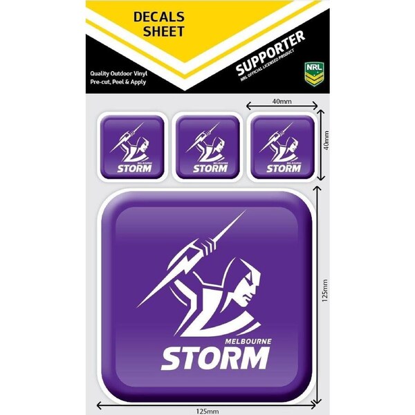 NRL App Stricker Decal Set - Melbourne Storm - 13x13CM Large 4x4CM Small
