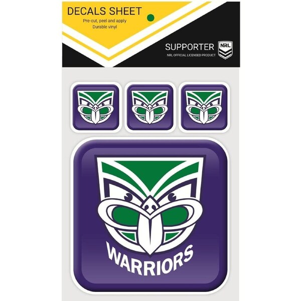 NRL App Stricker Decal Set - New Zealand Warriors - 13x13CM Large 4x4CM Small