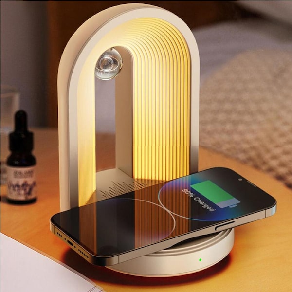3-In-1 Bluetooth Speaker Night Light 15W Wireless Charging Music Desk Lamp