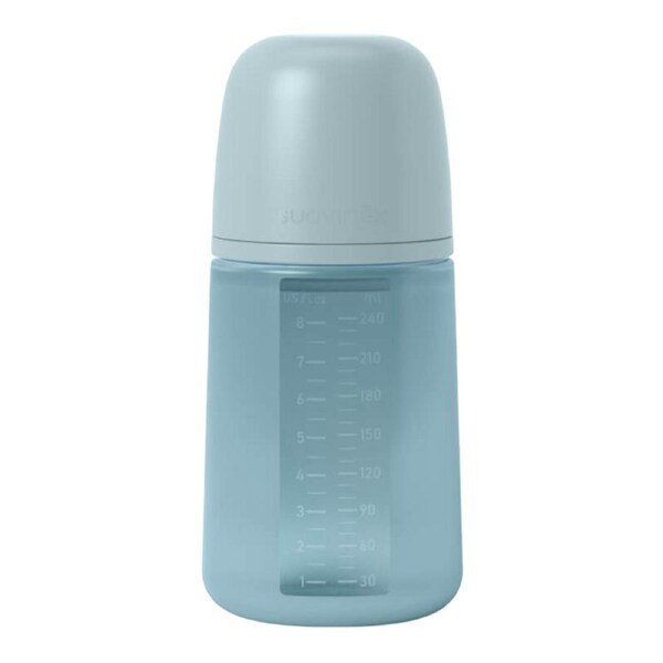 Suavinex Colour Essence Silicone Bottle 240ml Medium Flow 3+ Months - Blue