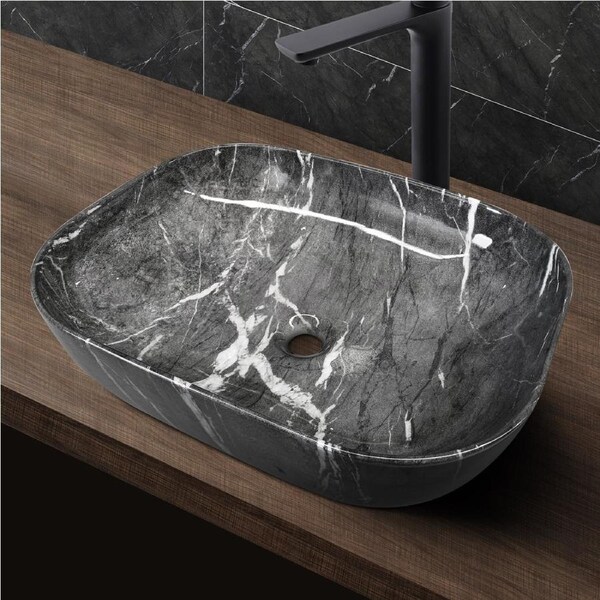 ACA Bathroom Above Counter top Ceramic Wash Basin Vanity Sink Bowl Rectangle Gray
