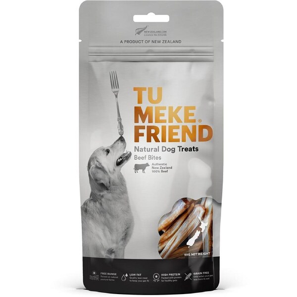Tu Meke Friend 50g Air-Dried Natural Dog Treats Beef Bites Pet Food Treat Bag