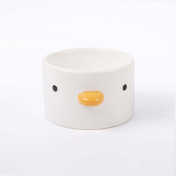 Purroom 15cm Ceramic Elevated Chick Pet Straight Bowl Feeding Container White