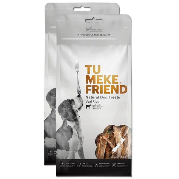 2x Tu Meke Friend 125g Air-Dried Natural Dog Treats Veal Ribs Pet Reward Snack