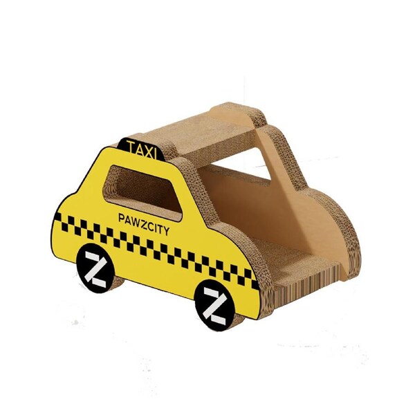 Pawzcity 34cm Cardboard Cat Scratcher Board Play Pad w/ Natural Catnip Taxi