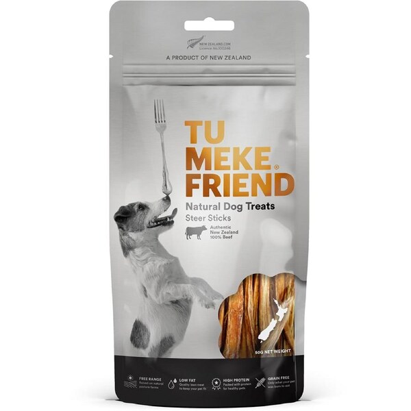 Tu Meke Friend 50g Air-Dried Natural Dog Treats Steer Sticks Pet Reward Food Bag
